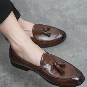Mocassin à gland homme en cuir