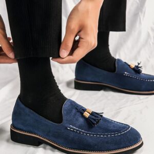 Mocassin à gland en daim homme cuir suède