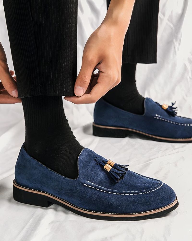 Mocassin à gland en daim homme cuir suède
