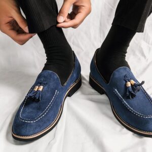 Mocassin à gland en daim homme cuir suède