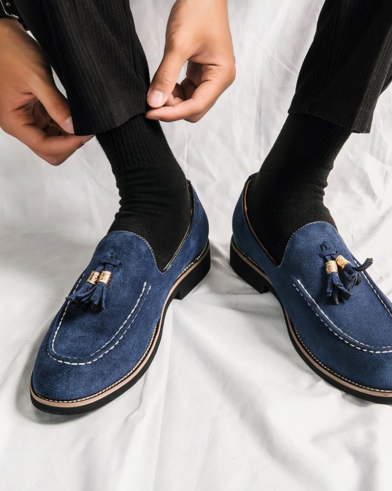 Mocassin à gland en daim homme cuir suède